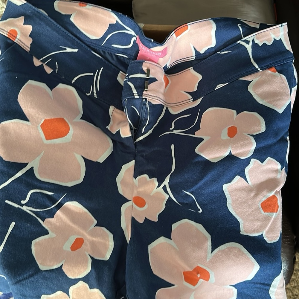 Isaac Mizrahi High Waist Blue and Pink Floral Shorts